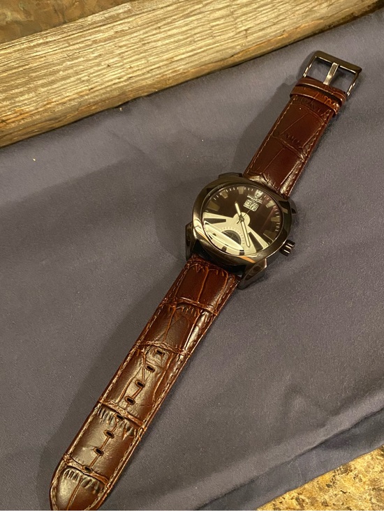 Lancaster Other - Men's Brown Leather Strap Watch with Dark Dial